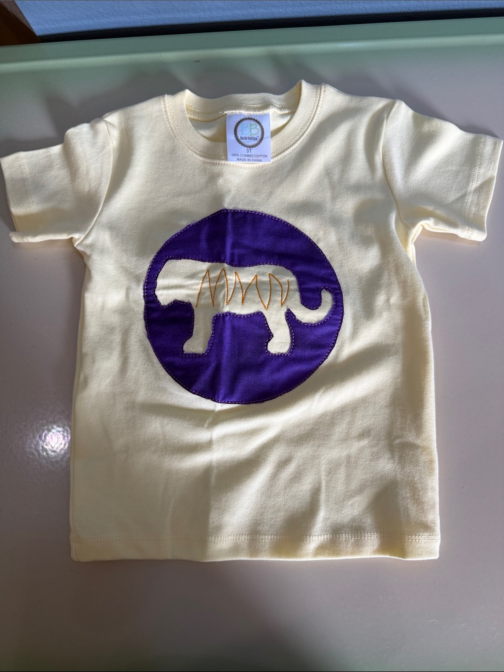 Yellow Kids T-Shirt with LSU Tigers 🐅 Applique